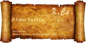 Klohs Csilla névjegykártya